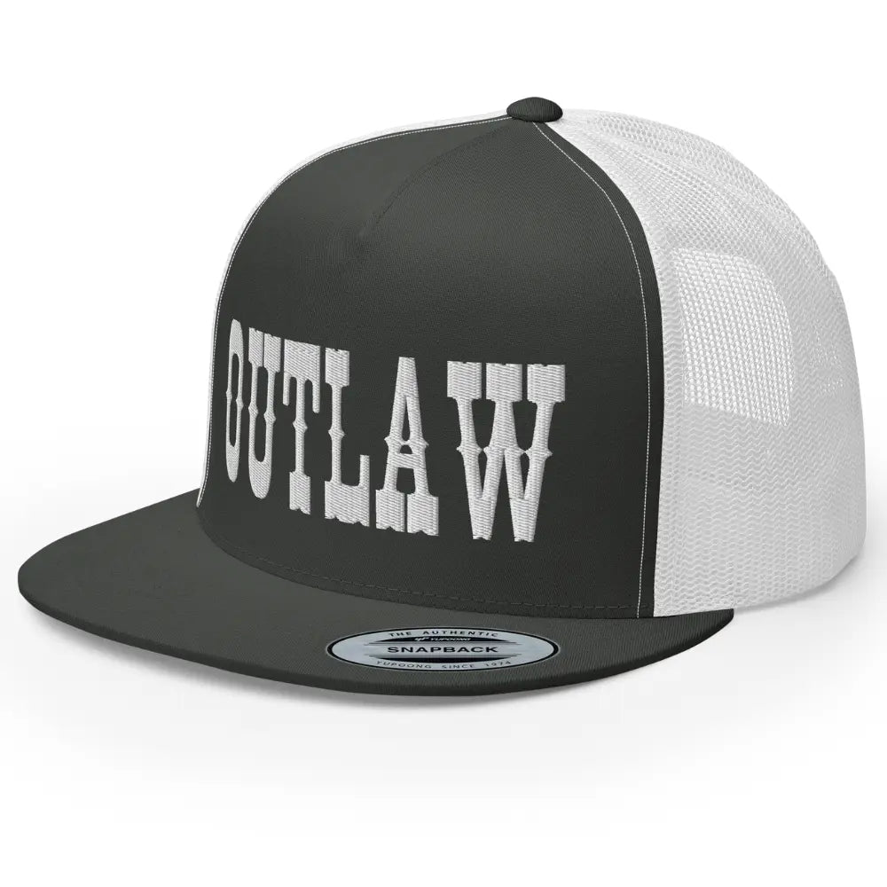 RIVEMUG Western Outlaw Trucker Hat Flat Bill High Crown Adjustable Cowboy Rodeo Cap