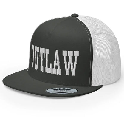 RIVEMUG Western Outlaw Trucker Hat Flat Bill High Crown Adjustable Cowboy Rodeo Cap