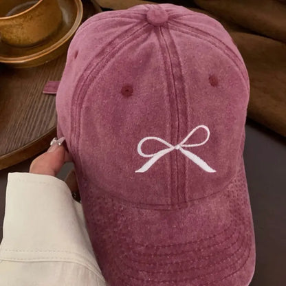 Rose Pink Bow Design Baseball Cap - Soft Textured Material, Ideal for Casual Wear, Perfect for Everyday Use, Stylish and Comfortable