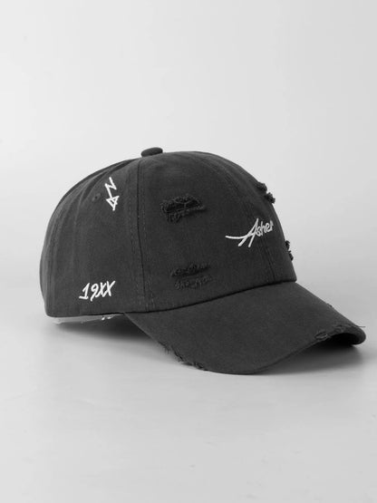 Unisex Letter Embroidery Classic Baseball Cap, Casual Trendy Ripped Designed Duckbill Cap, Fashionable Hat for Men & Women for All Season, Letter Embroidered Hat, Gifts for Girlfriend