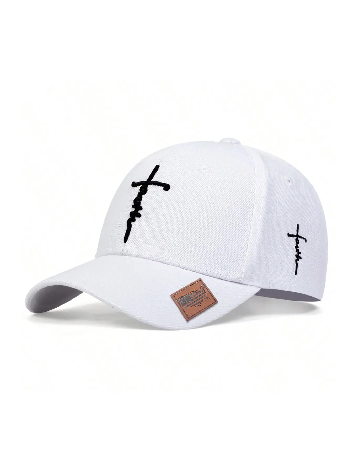 Unisex Faith Cross Embroidered Baseball Cap, Adjustable Snapback, Lightweight Polyester, Casual Sports Hat, Cross Embroidery, Solid Color Design, Contemporary Trends, Statement Cap, Polyester Caps