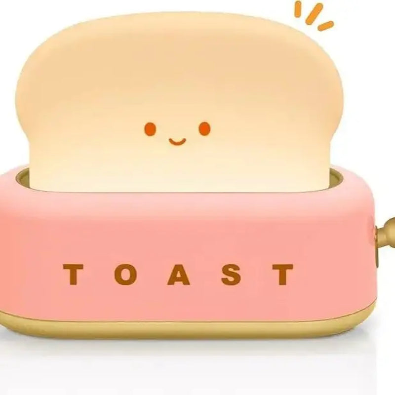 Cute Toast LED Night Light Table Lamp, Rechargeable Bedroom Bedside Lamp with Timer, Soft Warm Glow Decorative Desk Light for Kids Room, Nursery, Birthday Gift for Boys & Girls Summerwins