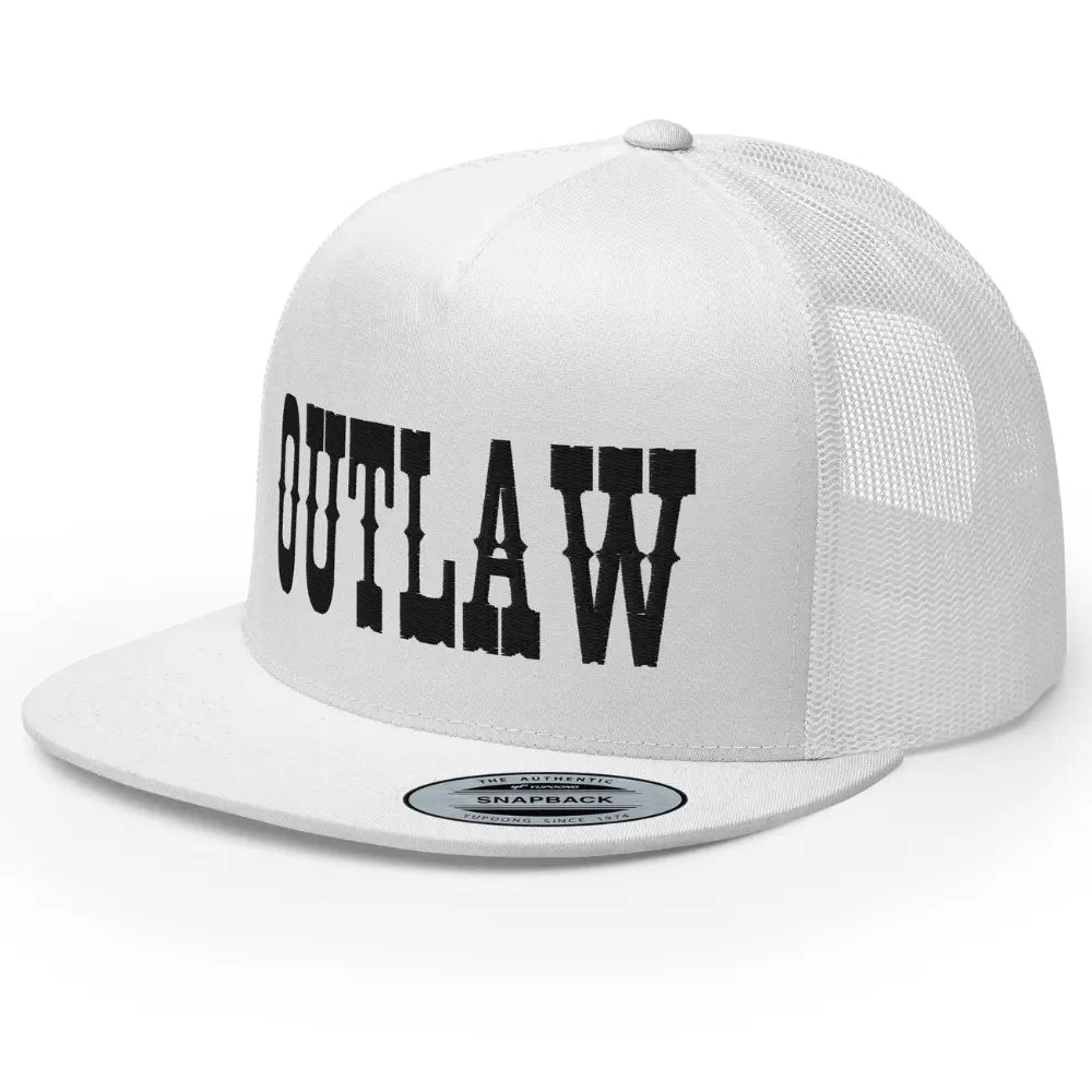 RIVEMUG Western Outlaw Trucker Hat Flat Bill High Crown Adjustable Cowboy Rodeo Cap