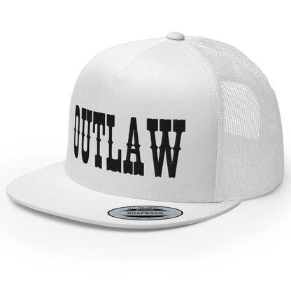 RIVEMUG Western Outlaw Trucker Hat Flat Bill High Crown Adjustable Cowboy Rodeo Cap