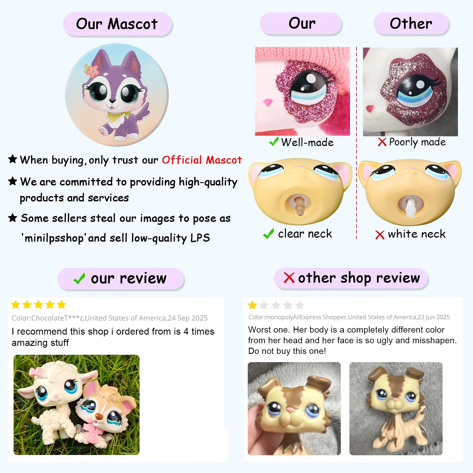Mini Shop Pet Dashchund Shorthair Cat Cocker Spaniel Bat Lamb Great Dane Puppy Husky Kitten Figure Toys- Rare and Compatible with Lps Collection for Kids(#2036 #1013 #1074)