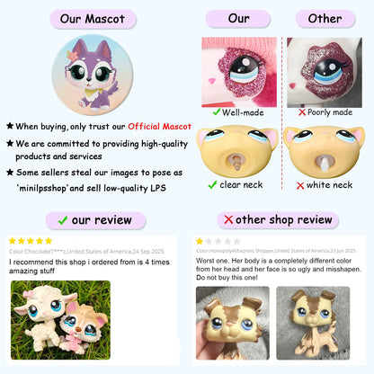 Mini Shop Pet Dashchund Shorthair Cat Cocker Spaniel Bat Lamb Great Dane Puppy Husky Kitten Figure Toys- Rare and Compatible with Lps Collection for Kids(#2036 #1013 #1074)