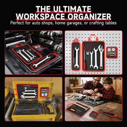 3PC Double-Sided Magnetic Mat Set with Hook, Telescoping Pickup Tool, Heavy-Duty Flexible PVC Non-Slip Magnet Pad & Tray Holder, 85 Built-In Magnets, 30LBS Pull Force Tools for Garage, Auto Repair, Father'S Day Gift