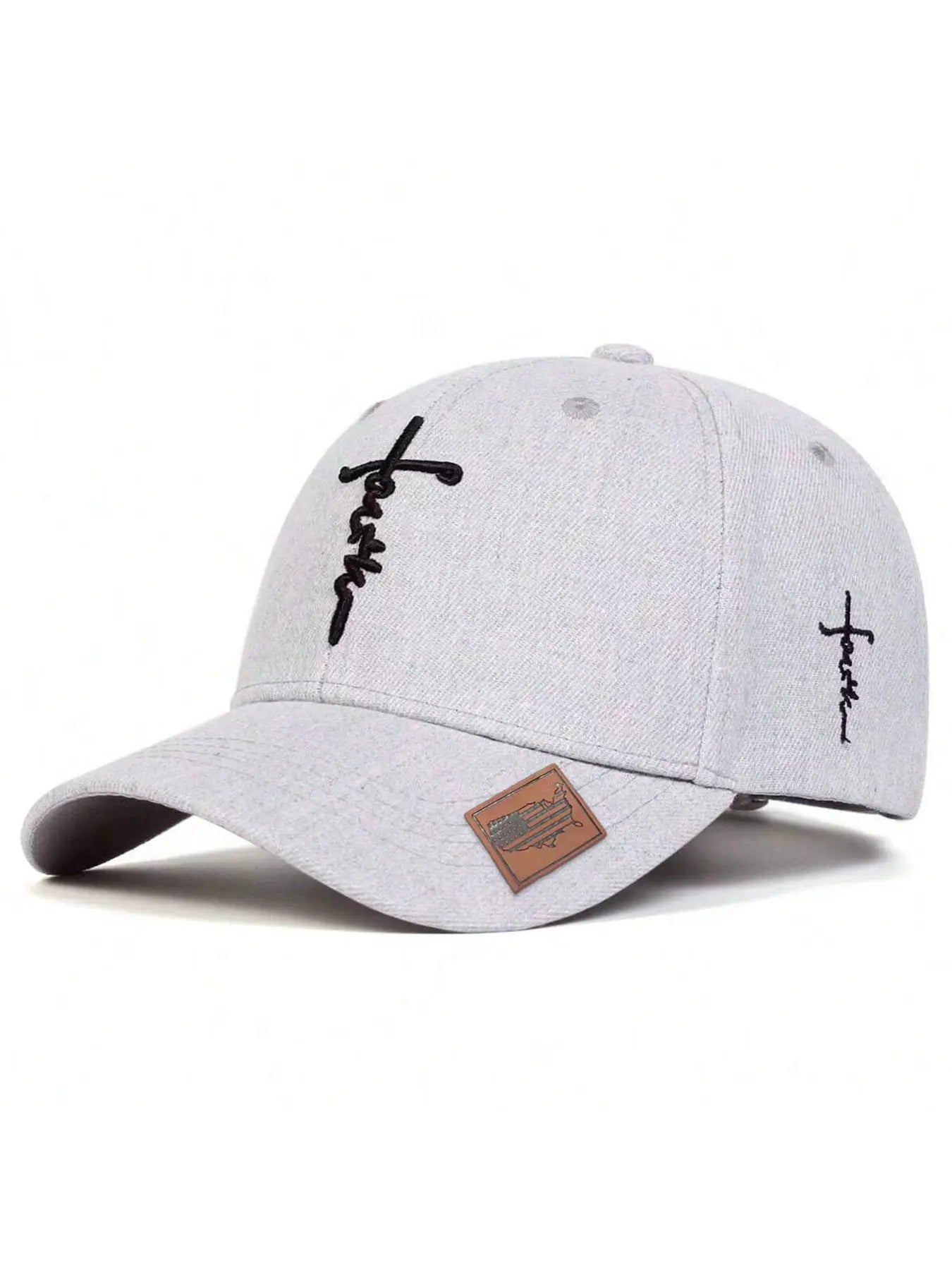 Unisex Faith Cross Embroidered Baseball Cap, Adjustable Snapback, Lightweight Polyester, Casual Sports Hat, Cross Embroidery, Solid Color Design, Contemporary Trends, Statement Cap, Polyester Caps