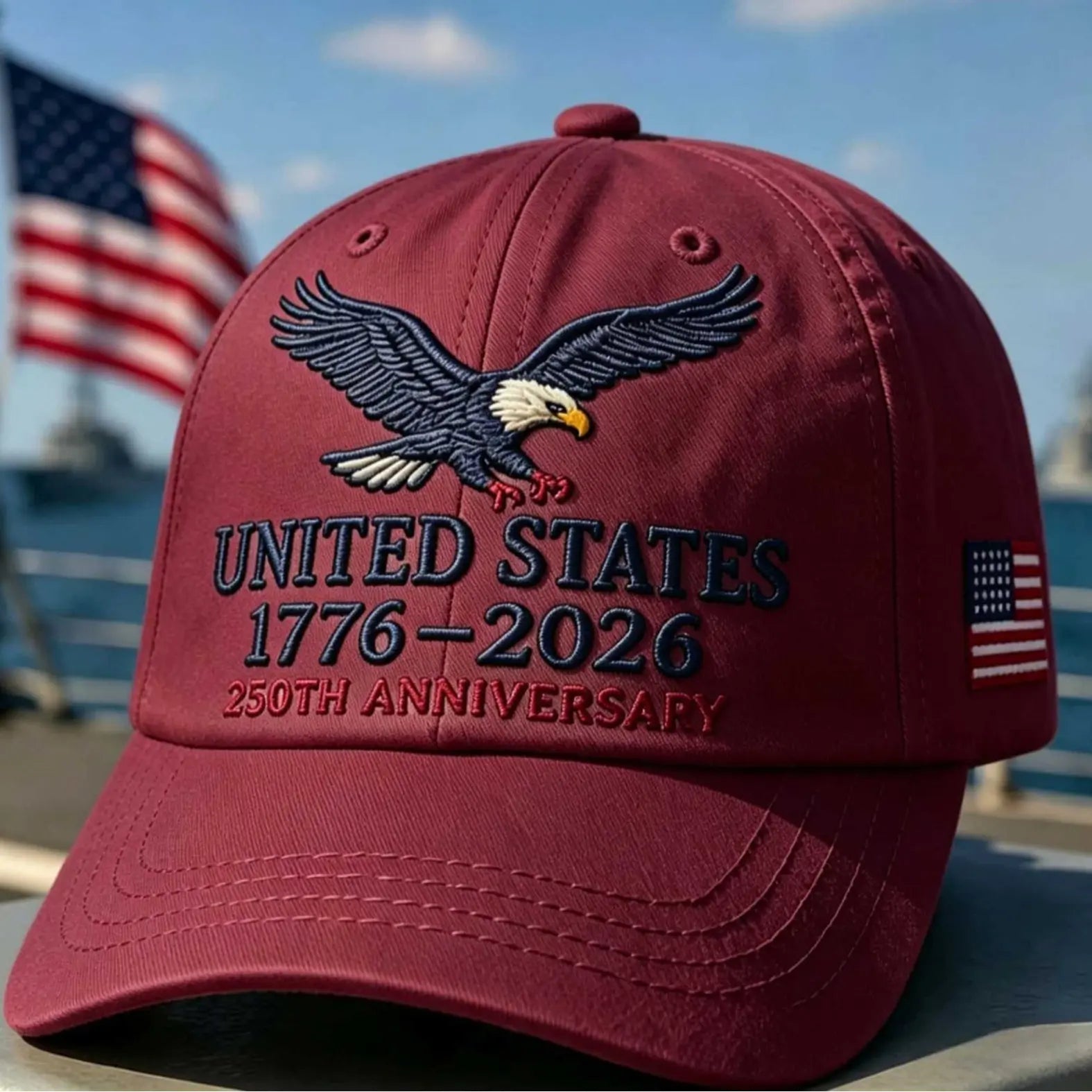 UNITED STATES 1776-2026 250TH ANNIVERSARY EMBROIDERED EAGLE BASEBALL CAP U.S. INDEPENDENCE DAY CELEBRATION DUCKBILL HAT with PATRIOTIC CASUAL HEADWEAR for MEN and WOMEN