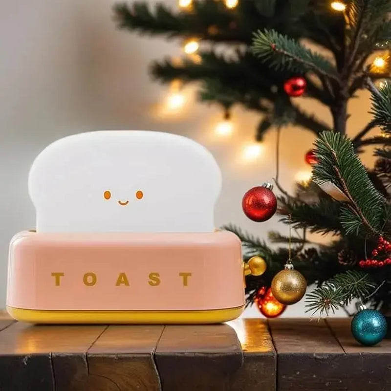 Cute Toast LED Night Light Table Lamp, Rechargeable Bedroom Bedside Lamp with Timer, Soft Warm Glow Decorative Desk Light for Kids Room, Nursery, Birthday Gift for Boys & Girls Summerwins