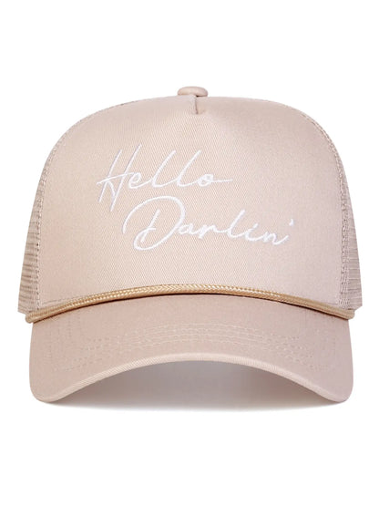 Unisex Hello Darlin Baseball Cap Adjustable Sun Hat, Casual Fitted Cartoon Pattern, Ideal for Travel Beach Vacation All Seasons, Embroidery Adjustable Hat, Embroidered Cap