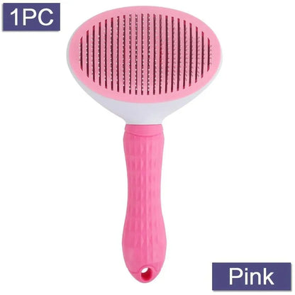 Self-Cleaning Pet Grooming Brush - Stainless Steel Deshedding Tool for Dogs & Cats, Anti-Static Massage Comb with Hair Containment & Tangle-Free Design, Non-Slip Handle for Small Medium Pets, Grooming Tools, Travel Accessories