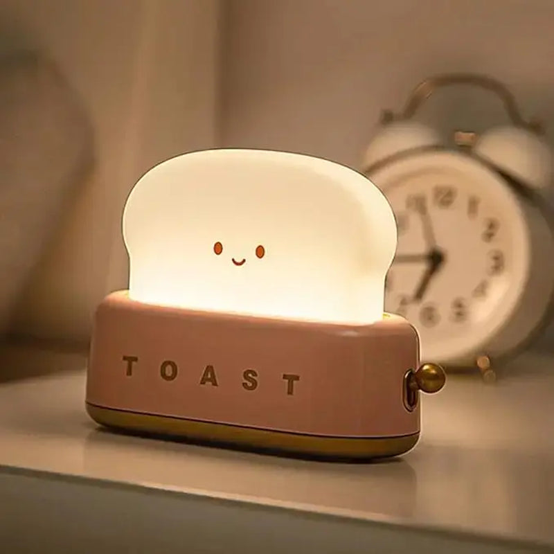 Cute Toast LED Night Light Table Lamp, Rechargeable Bedroom Bedside Lamp with Timer, Soft Warm Glow Decorative Desk Light for Kids Room, Nursery, Birthday Gift for Boys & Girls Summerwins