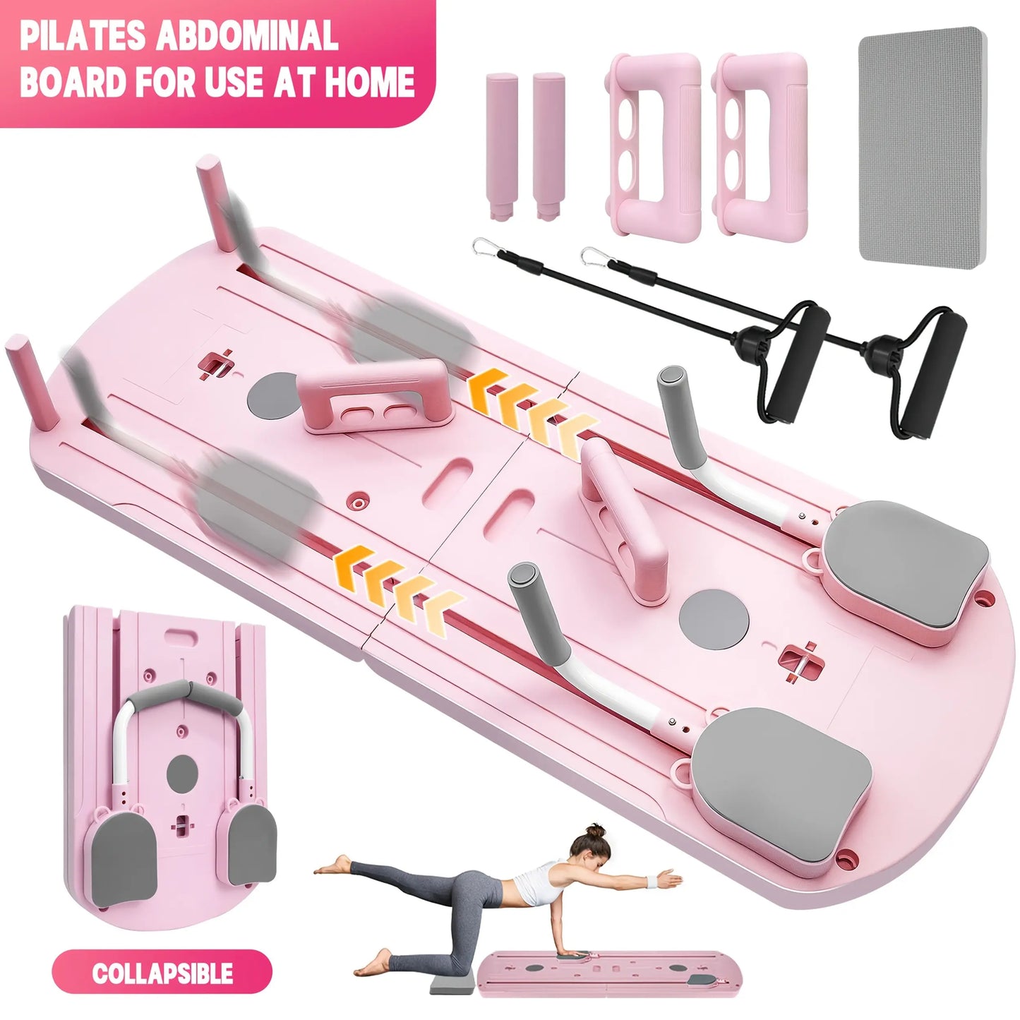 8-In-1 Multi-Functional Foldable Pilates Board, 24 Non-Slip Feet, Small Space Storage for Living Room, Bedroom, Gym, Yoga Room，Yoga Board Summerwins,Summerwins,Father'Sdaygifts,Campingessentials,Campinggear