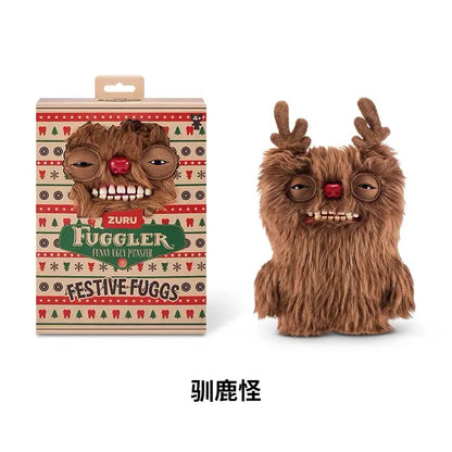 Fuggler 2025 Festive Christmas Reindeer Monster 9" Plush Toy Ugly Monster Design Perfect for Collectors & Holiday Decorations