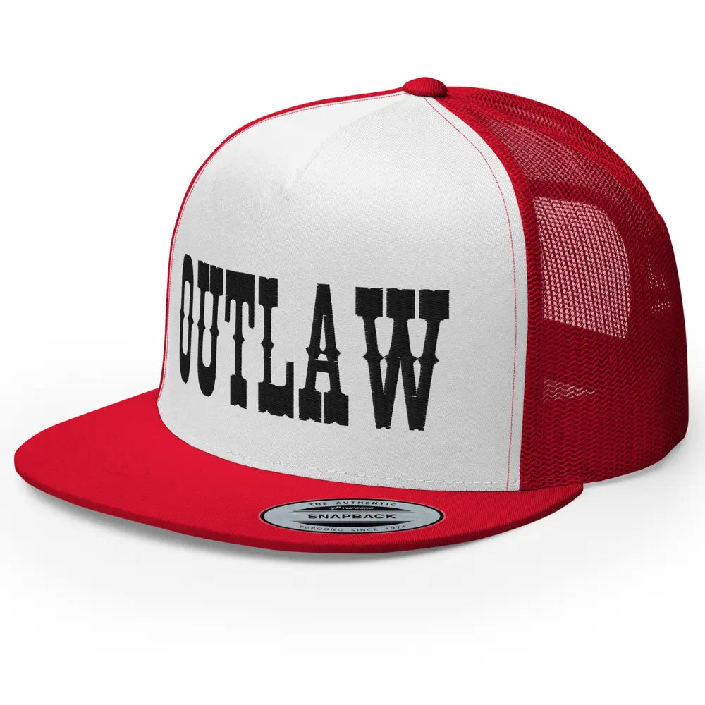 RIVEMUG Western Outlaw Trucker Hat Flat Bill High Crown Adjustable Cowboy Rodeo Cap
