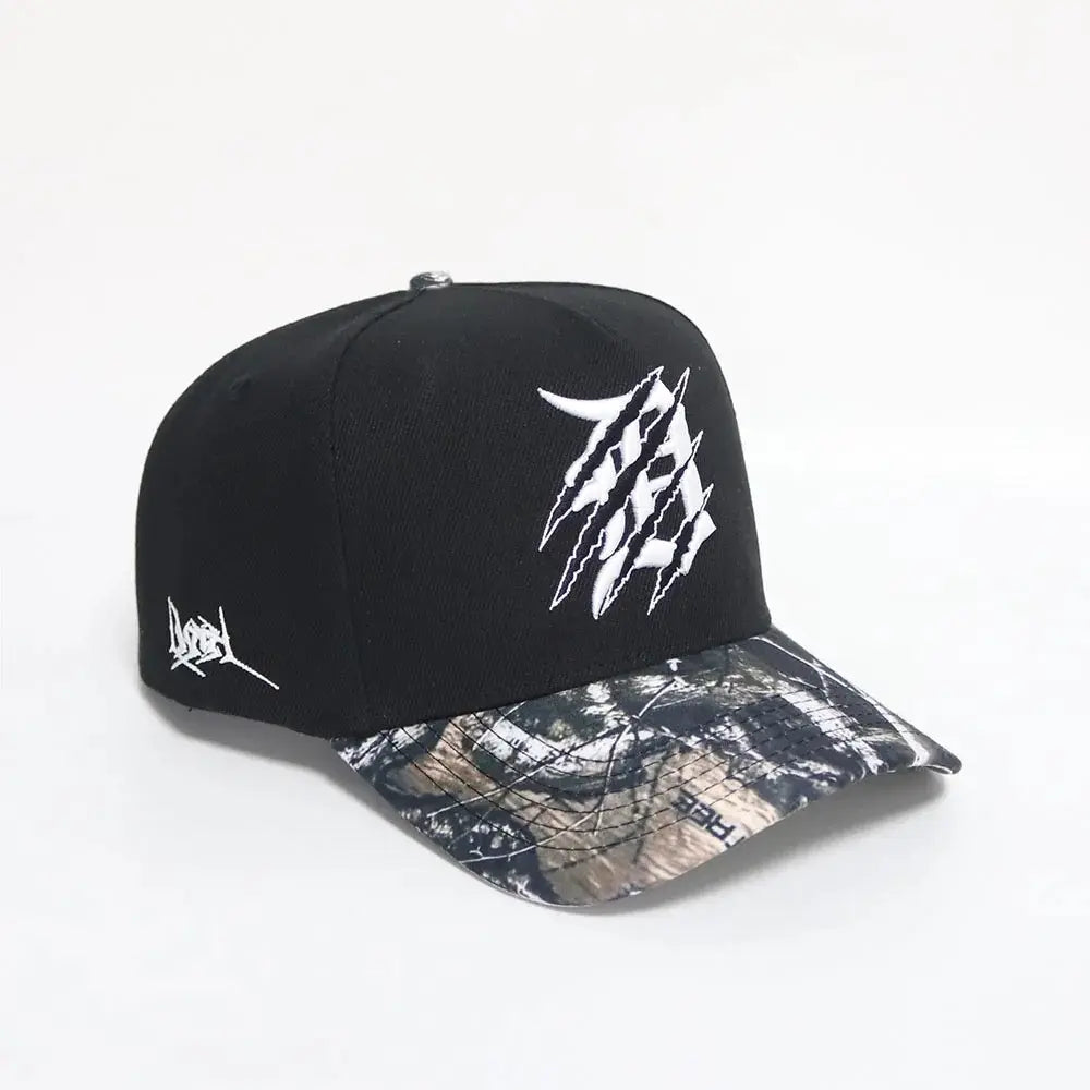 CLAWED D CAMO BRIM CUSTOM HAT W/ SATIN under BRIM SNAPBACK