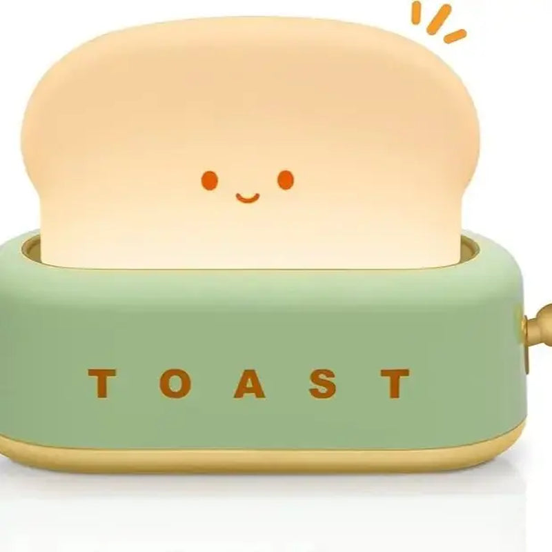 Cute Toast LED Night Light Table Lamp, Rechargeable Bedroom Bedside Lamp with Timer, Soft Warm Glow Decorative Desk Light for Kids Room, Nursery, Birthday Gift for Boys & Girls Summerwins