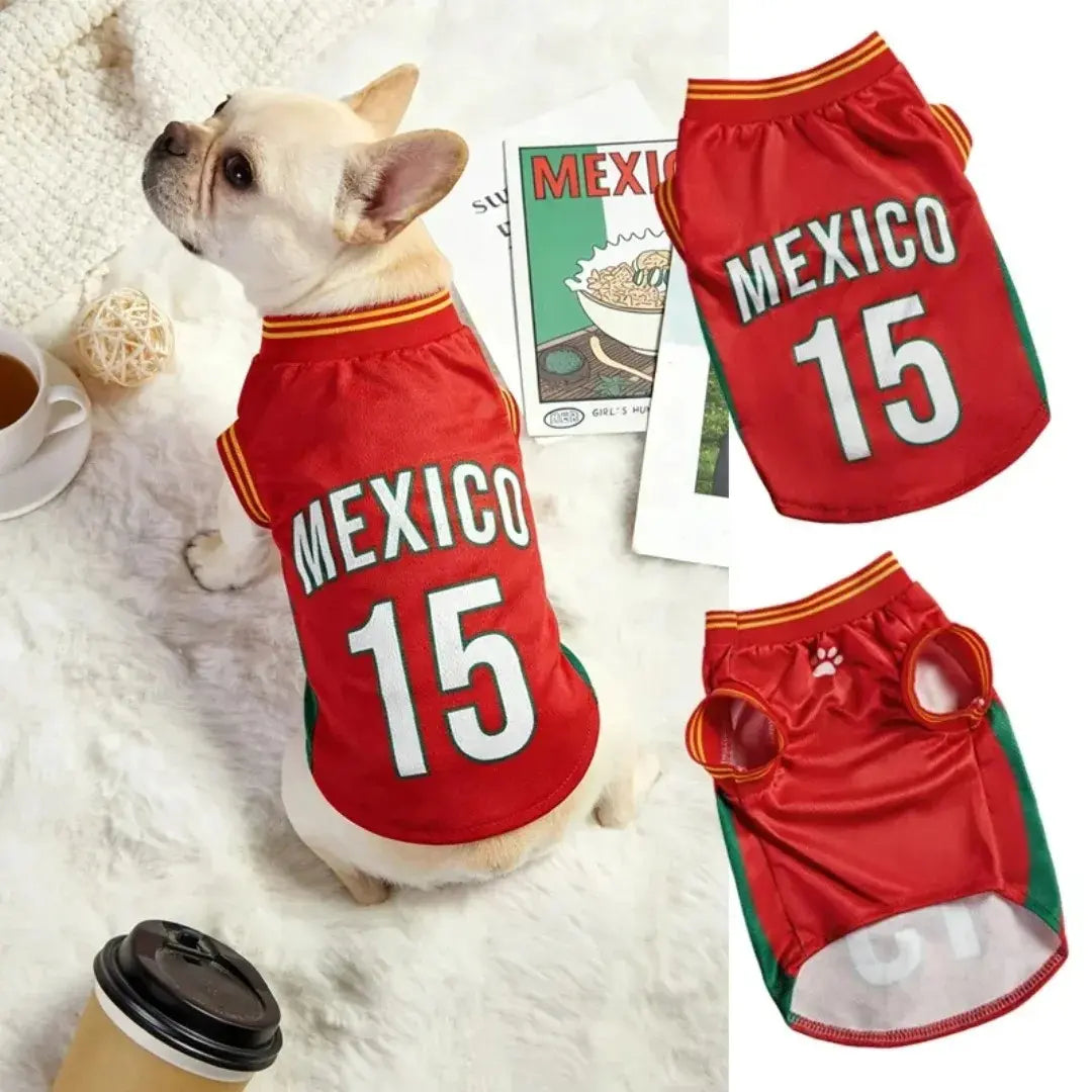 Mexico 15 Pet Jersey Shirt for Small Medium Dogs and Cats, Breathable Mesh Soccer Style Pet Vest, Sleeveless Puppy Sports Outfit, Cute Lightweight Dog Cat Clothes for Daily Wear, Outdoor Walks, Photos and Parties