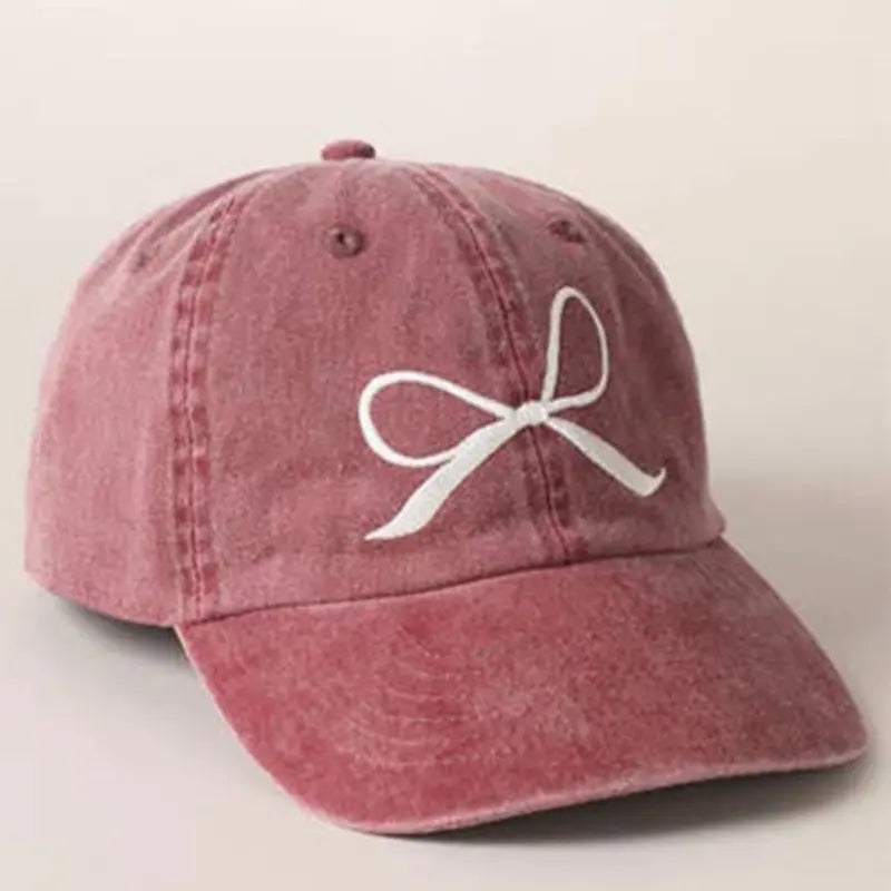 Rose Pink Bow Design Baseball Cap - Soft Textured Material, Ideal for Casual Wear, Perfect for Everyday Use, Stylish and Comfortable