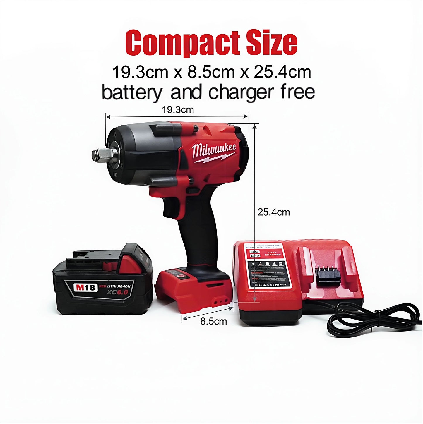 Milwaukee M18 1000Nm High Torque Impact Wrench Free Battery Charger