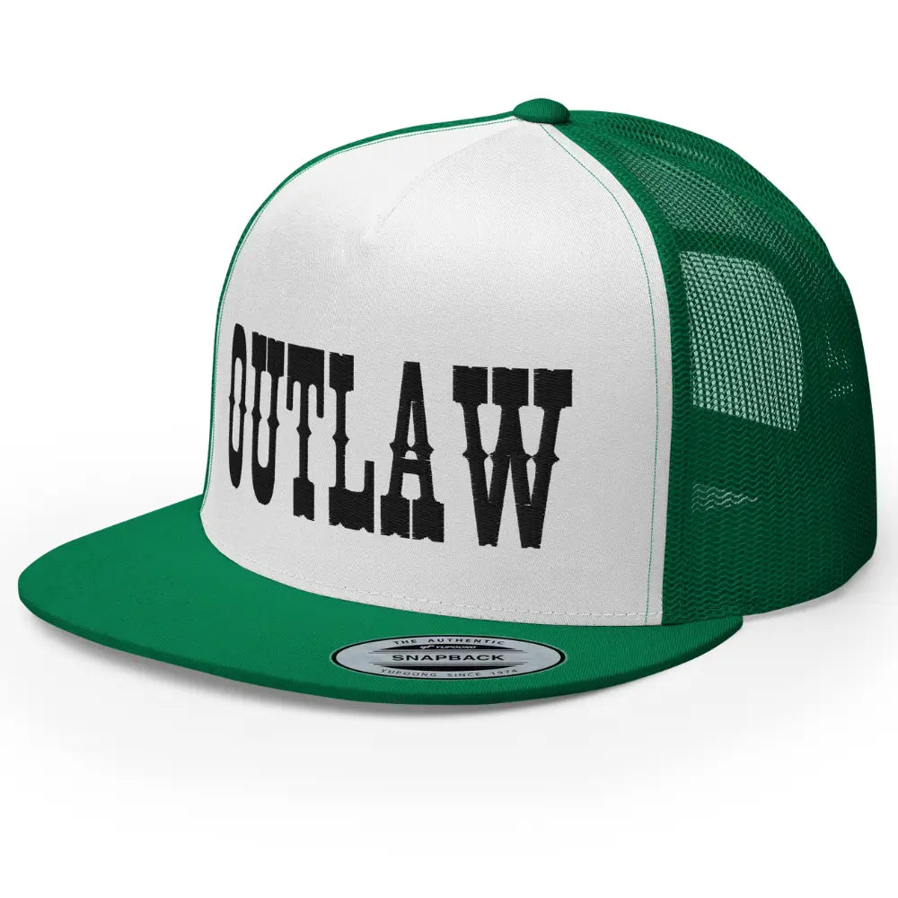 RIVEMUG Western Outlaw Trucker Hat Flat Bill High Crown Adjustable Cowboy Rodeo Cap