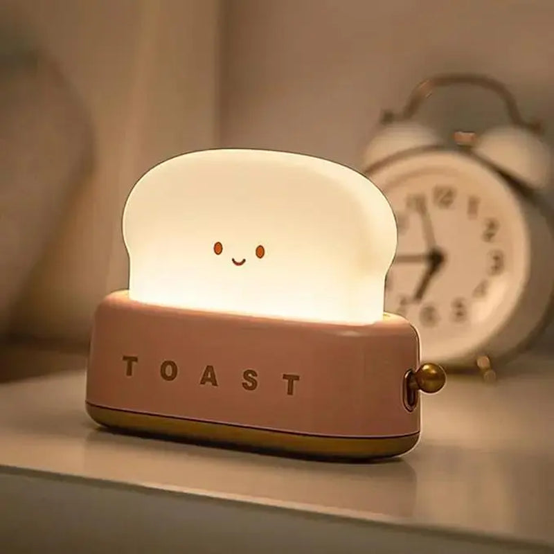 Cute Toast LED Night Light Table Lamp, Rechargeable Bedroom Bedside Lamp with Timer, Soft Warm Glow Decorative Desk Light for Kids Room, Nursery, Birthday Gift for Boys & Girls Summerwins