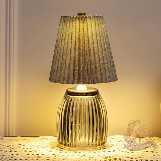 MJ Cordless Lamps with Timer Battery Operated Pleated Lamp Shade for Home Decor Emergency Battery Powered Bedside Lamps for Livingroom Bedroom Home Decor Beige