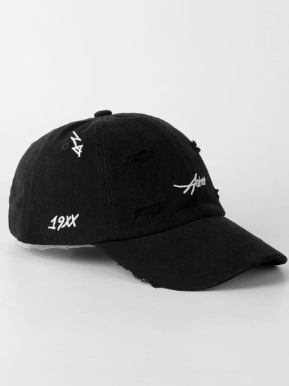 Unisex Letter Embroidery Classic Baseball Cap, Casual Trendy Ripped Designed Duckbill Cap, Fashionable Hat for Men & Women for All Season, Letter Embroidered Hat, Gifts for Girlfriend