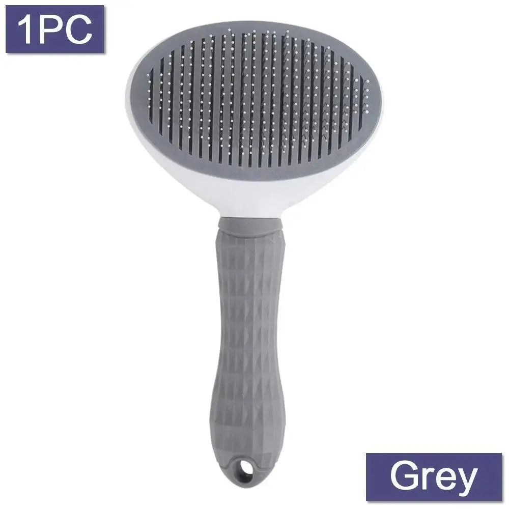 Self-Cleaning Pet Grooming Brush - Stainless Steel Deshedding Tool for Dogs & Cats, Anti-Static Massage Comb with Hair Containment & Tangle-Free Design, Non-Slip Handle for Small Medium Pets, Grooming Tools, Travel Accessories
