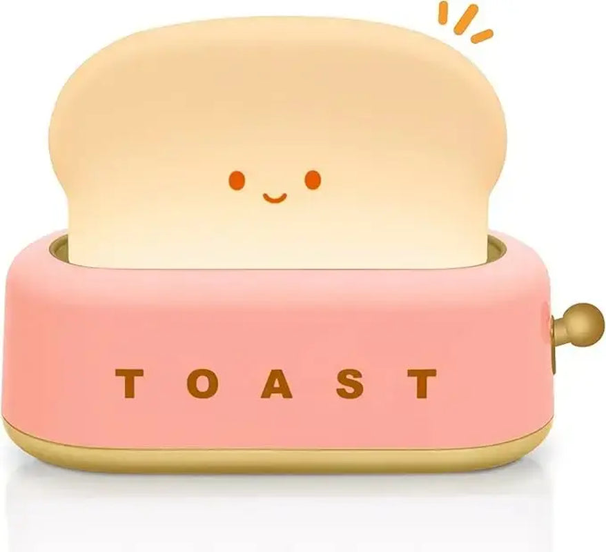 Cute Toast LED Night Light Table Lamp, Rechargeable Bedroom Bedside Lamp with Timer, Soft Warm Glow Decorative Desk Light for Kids Room, Nursery, Birthday Gift for Boys & Girls Summerwins