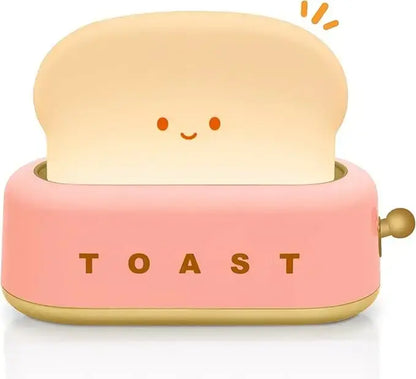 Cute Toast LED Night Light Table Lamp, Rechargeable Bedroom Bedside Lamp with Timer, Soft Warm Glow Decorative Desk Light for Kids Room, Nursery, Birthday Gift for Boys & Girls Summerwins