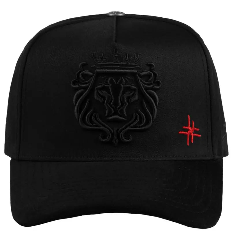 Jc Hats El Rey XY Black Snapback Cap with Lion Crest and Red Logo