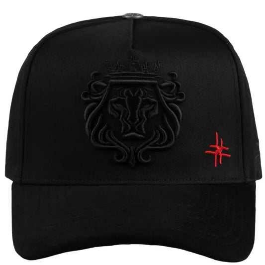 Jc Hats El Rey XY Black Snapback Cap with Lion Crest and Red Logo