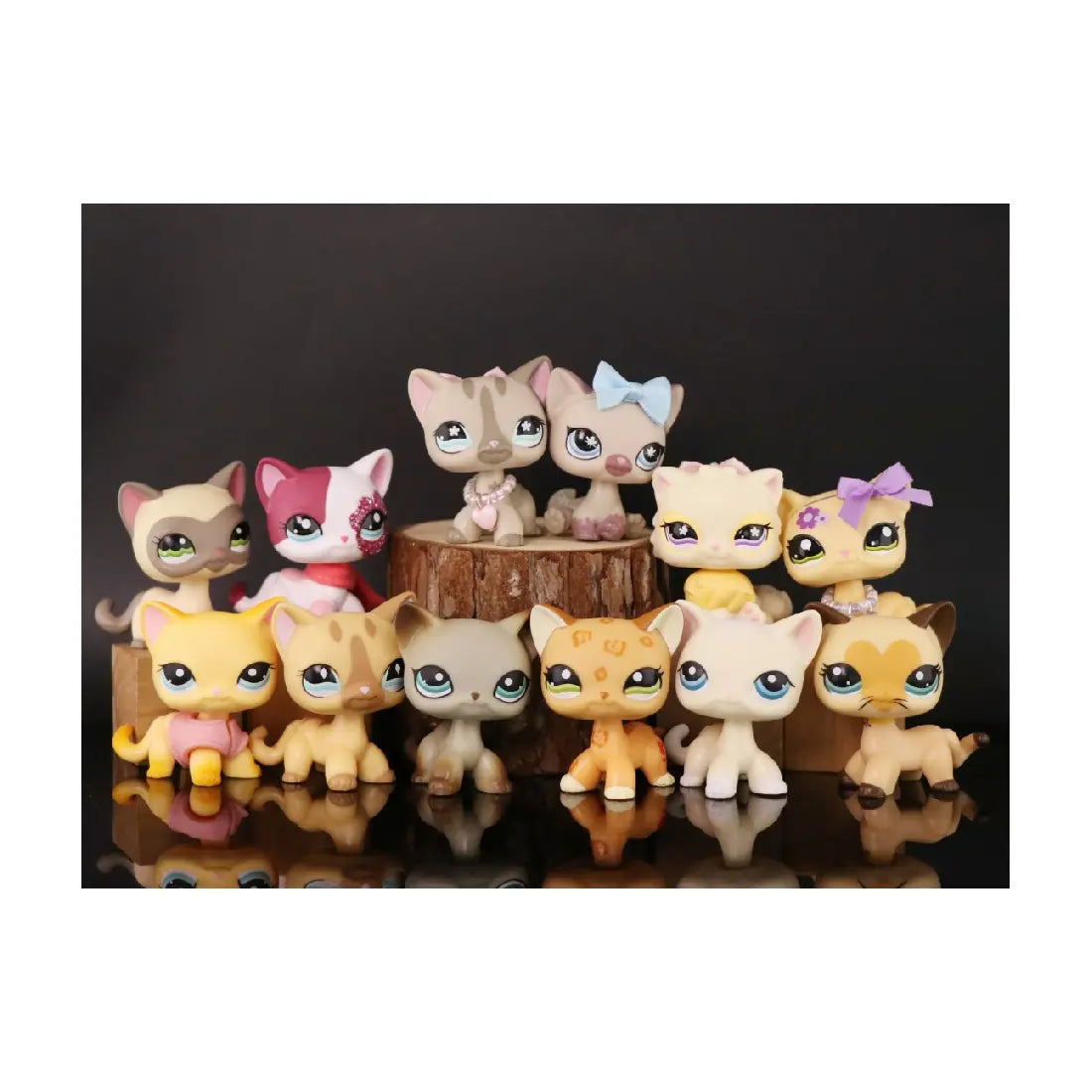 Mini Shop Pet Dashchund Shorthair Cat Cocker Spaniel Bat Lamb Great Dane Puppy Husky Kitten Figure Toys- Rare and Compatible with Lps Collection for Kids(#2036 #1013 #1074)