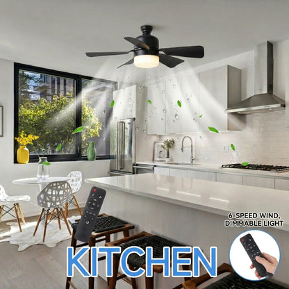 2-In-1 Screw-In Ceiling Fan Light with Adjustable Angle Pole | Dimmable 3000K-6000K LED, Quiet Remote Fan for Living Room & Garage