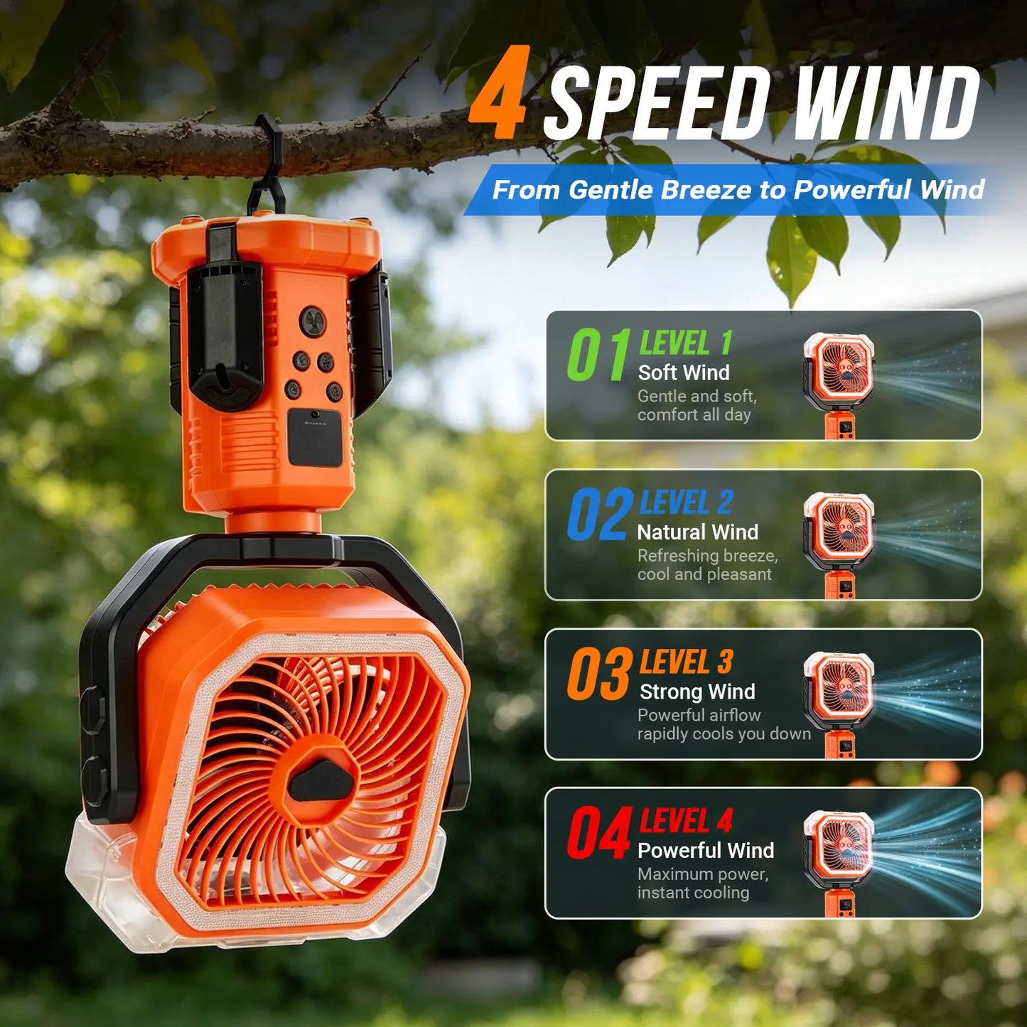 Qawtor 2026 Upgraded Version Portable Camping Fan with Mist, Rechargeable Outdoor Fan, Tripod & Hanging Hook, Telescopic Stand, Digital Display, Multi-Speed Battery Fan，Modern Style，Easy Travel Camping Fan Summerwins
