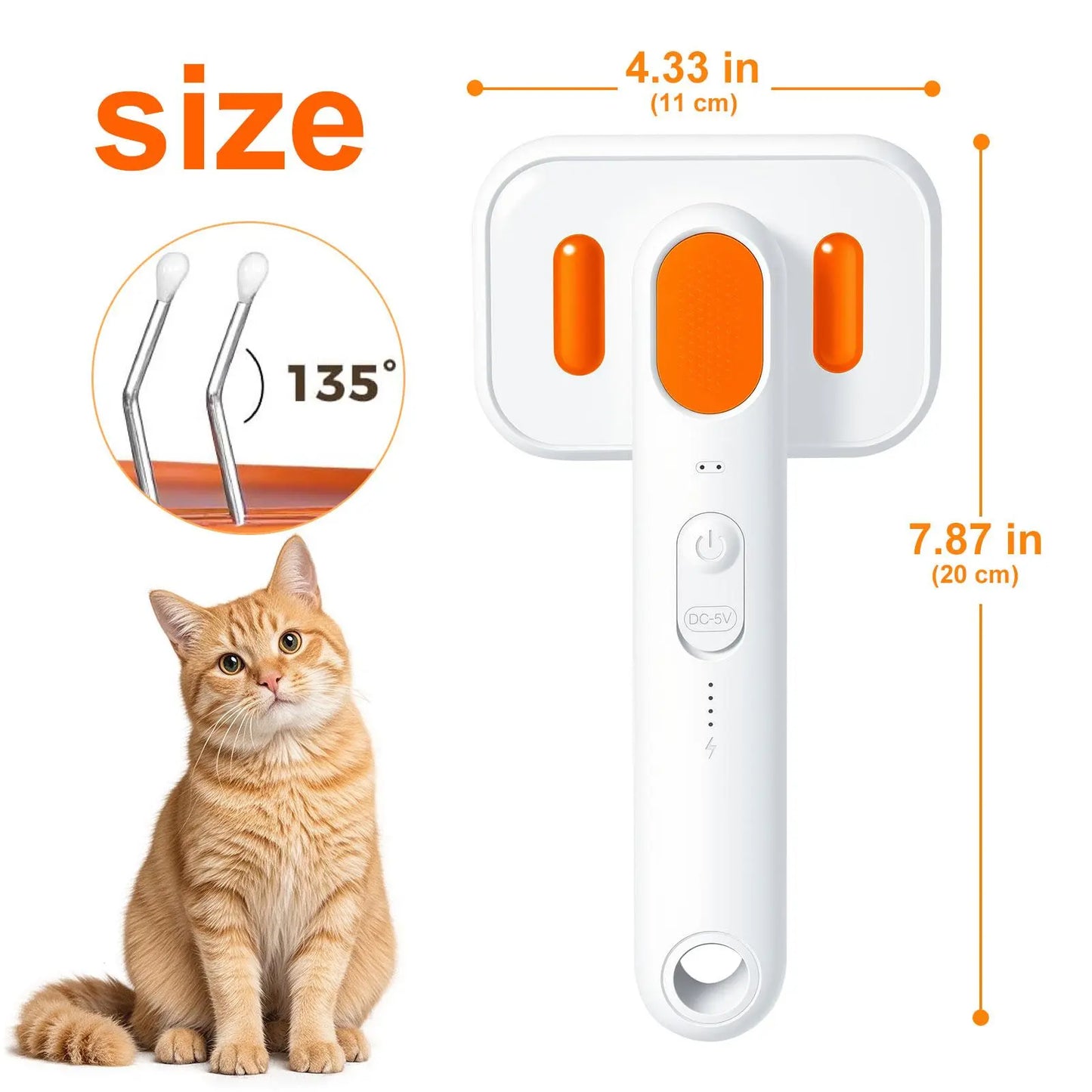 Cat Grooming Brush – Waterproof Steam Deshedding Tool, One-Button Hair Removal Comb for Cats & Dogs, Pet Fur Cleaning & Trimming, Petlovers
