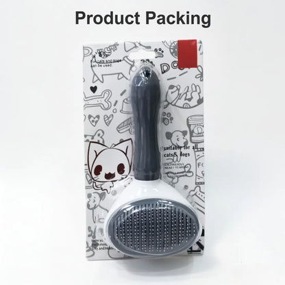 Self-Cleaning Pet Grooming Brush - Stainless Steel Deshedding Tool for Dogs & Cats, Anti-Static Massage Comb with Hair Containment & Tangle-Free Design, Non-Slip Handle for Small Medium Pets, Grooming Tools, Travel Accessories