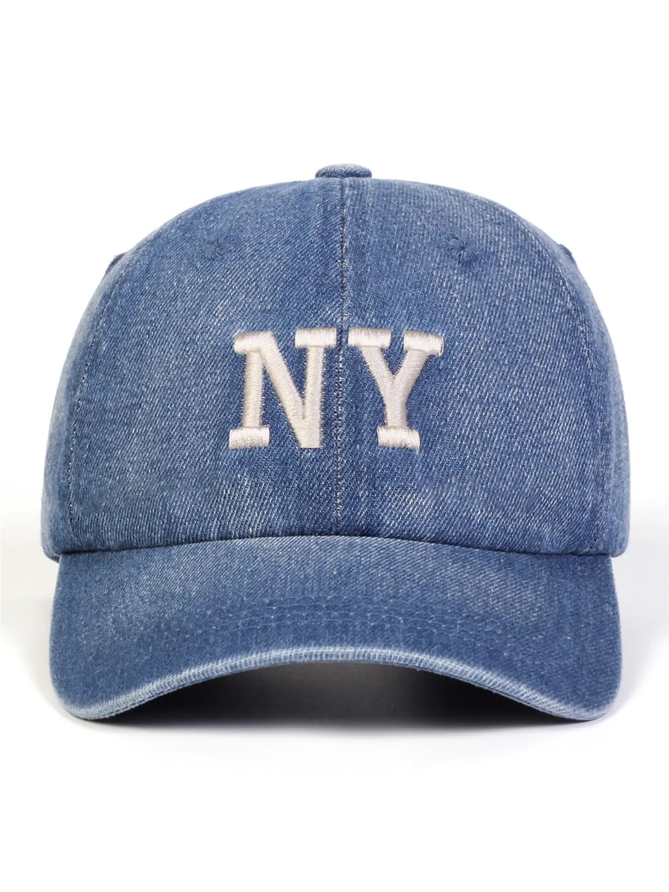 Unisex Ny Washed Denim Baseball Cap, Adjustable Sun Protection Casual Hat, Leopard Pattern Woven Fabric, Spring & Fall Outdoor Travel, Adjustable Snapback Cap