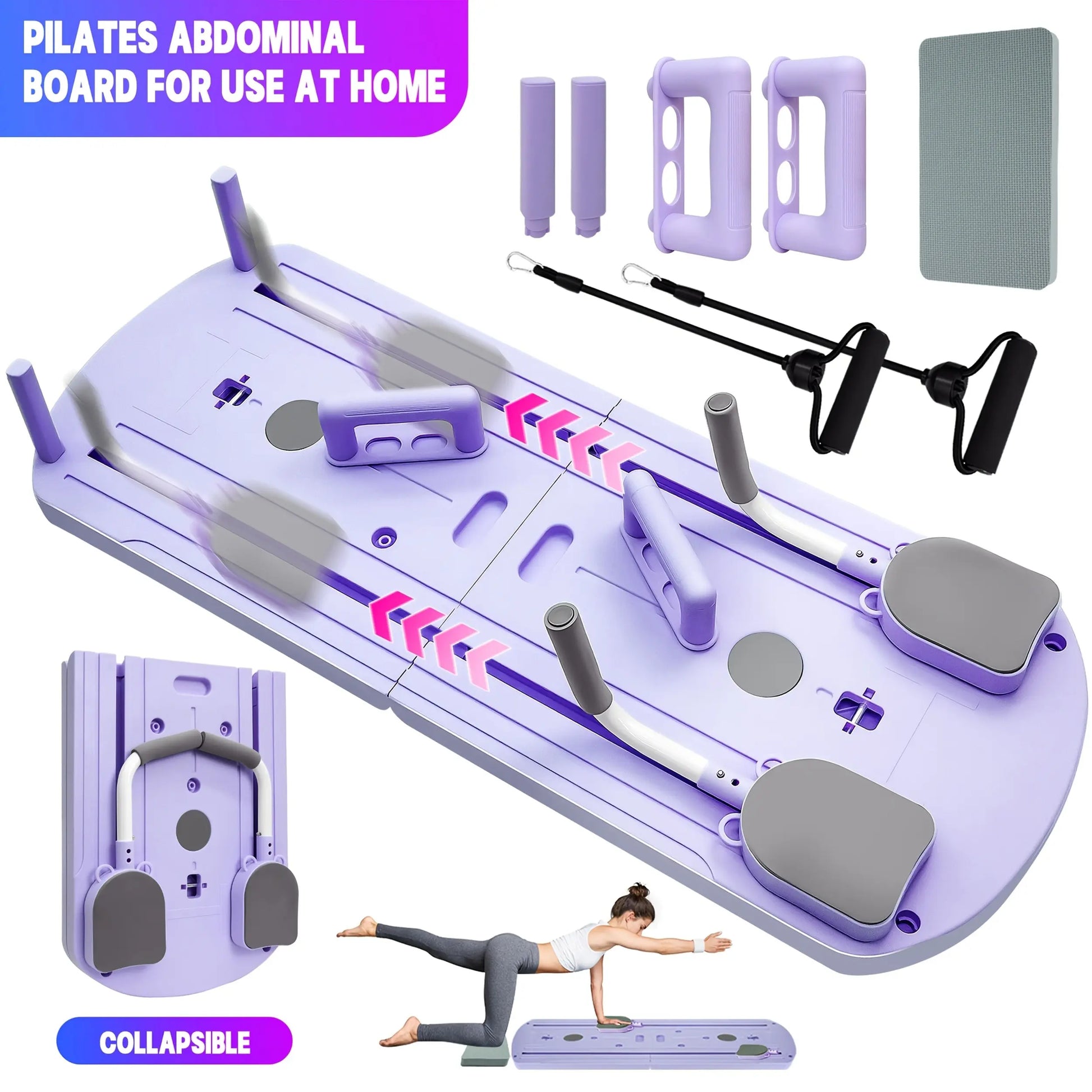 8-In-1 Multi-Functional Foldable Pilates Board, 24 Non-Slip Feet, Small Space Storage for Living Room, Bedroom, Gym, Yoga Room，Yoga Board Summerwins,Summerwins,Father'Sdaygifts,Campingessentials,Campinggear