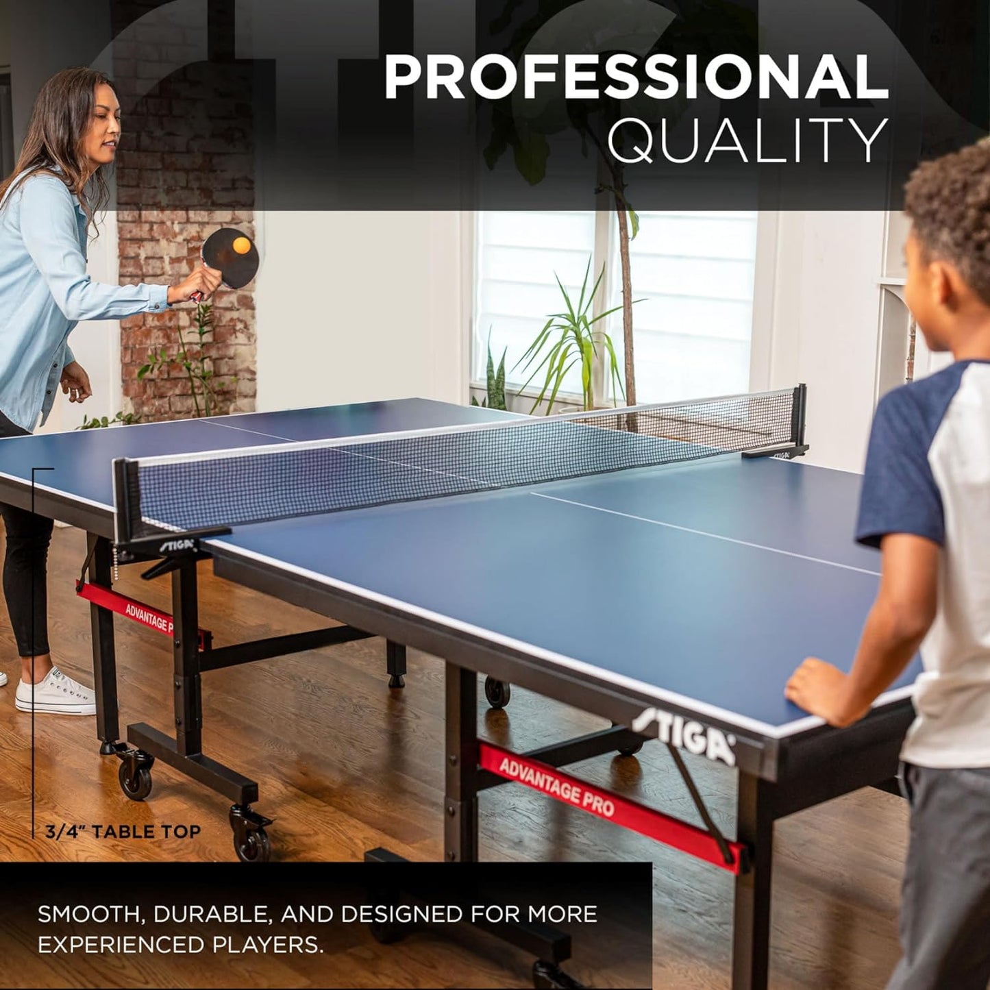 STIGA Advantage Series Indoor Ping Pong Table, Foldable Table Tennis Table - 12, 15, 18, and 25Mm Tabletops - Quickplay 10 Minute Assembly - Playback Mode - Recreational- to Tournament-Level