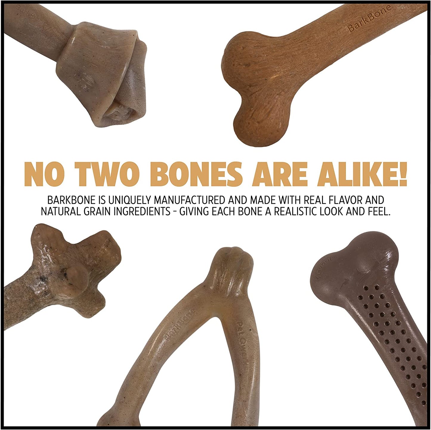 Wishbone Barkbone - Nylon Chew Toy for Aggressive Chewers - Bacon Flavor - 5.38"