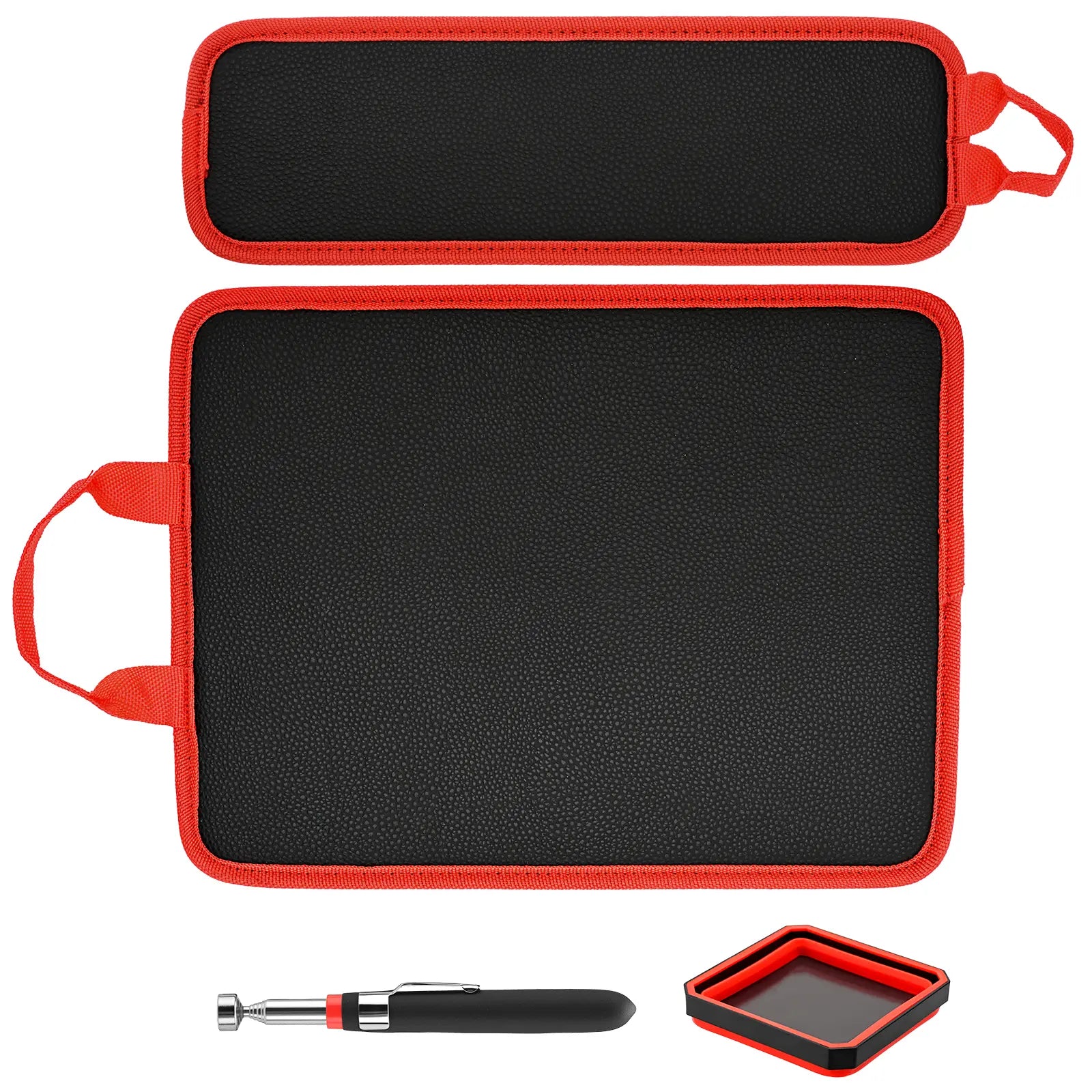 3PC Double-Sided Magnetic Mat Set with Hook, Telescoping Pickup Tool, Heavy-Duty Flexible PVC Non-Slip Magnet Pad & Tray Holder, 85 Built-In Magnets, 30LBS Pull Force Tools for Garage, Auto Repair, Father'S Day Gift