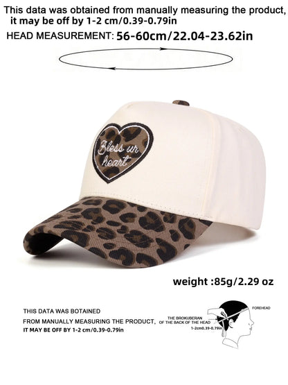 Unisex Heart Bless Ur Heart Letter Baseball Cap, Adjustable Outdoor Sun Protection Hat, Casual Spring & Fall Travel Beach Vacation, Adjustable Sunscreen Hat, Adjustable Snapback Hat, Casual Trendy Hat