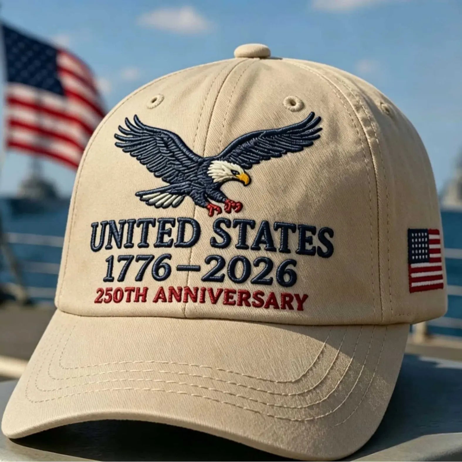 UNITED STATES 1776-2026 250TH ANNIVERSARY EMBROIDERED EAGLE BASEBALL CAP U.S. INDEPENDENCE DAY CELEBRATION DUCKBILL HAT with PATRIOTIC CASUAL HEADWEAR for MEN and WOMEN