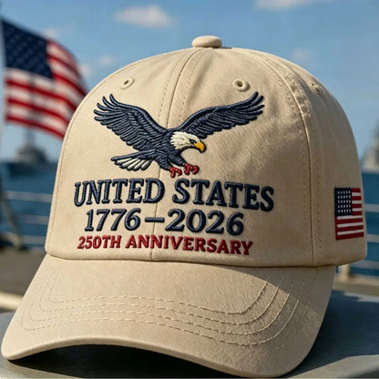 UNITED STATES 1776-2026 250TH ANNIVERSARY EMBROIDERED EAGLE BASEBALL CAP U.S. INDEPENDENCE DAY CELEBRATION DUCKBILL HAT with PATRIOTIC CASUAL HEADWEAR for MEN and WOMEN