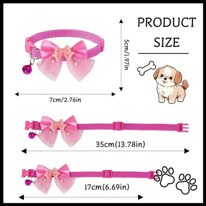 Adjustable Bow Tie Collar for Yorkie, Maltese, Poodle Dogs & Puppy, Butterfly Design, Cute Pet Accessory, Comfortable Neck Strap
