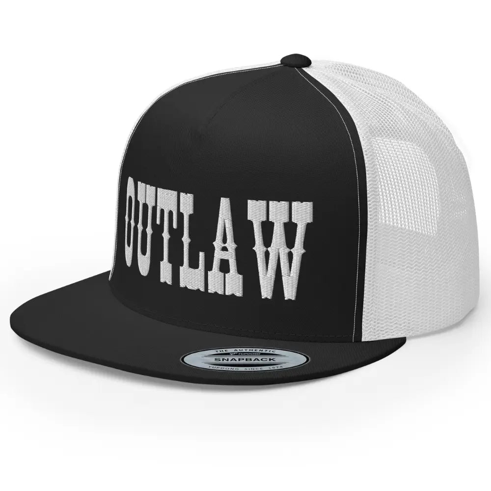 RIVEMUG Western Outlaw Trucker Hat Flat Bill High Crown Adjustable Cowboy Rodeo Cap