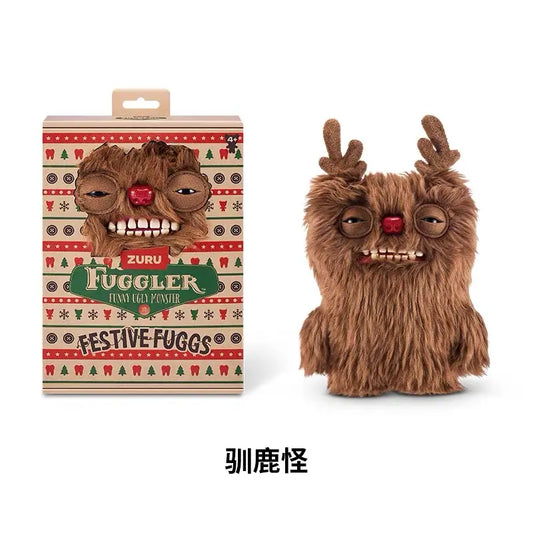 Fuggler 2025 Festive Christmas Reindeer Monster 9" Plush Toy Ugly Monster Design Perfect for Collectors & Holiday Decorations